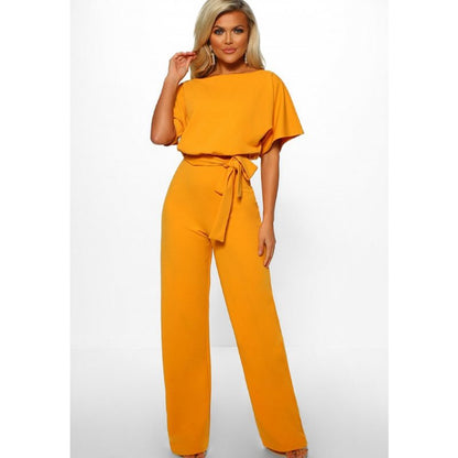 Soraya – Damen Jumpsuit mit Taillengürtel und weitem Bein
