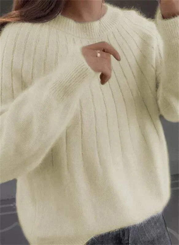 Amelie - Damen Kaschmir Strickpullover mit Strukturmuster Winter
