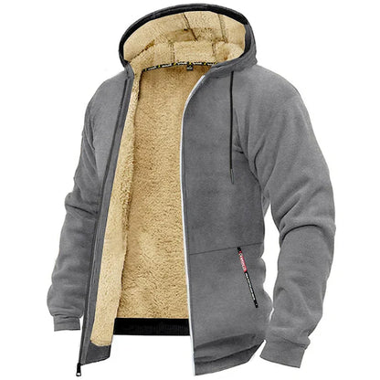 Lukas – Herren Fleecejacke mit Kapuze und Teddy-Innenfutter