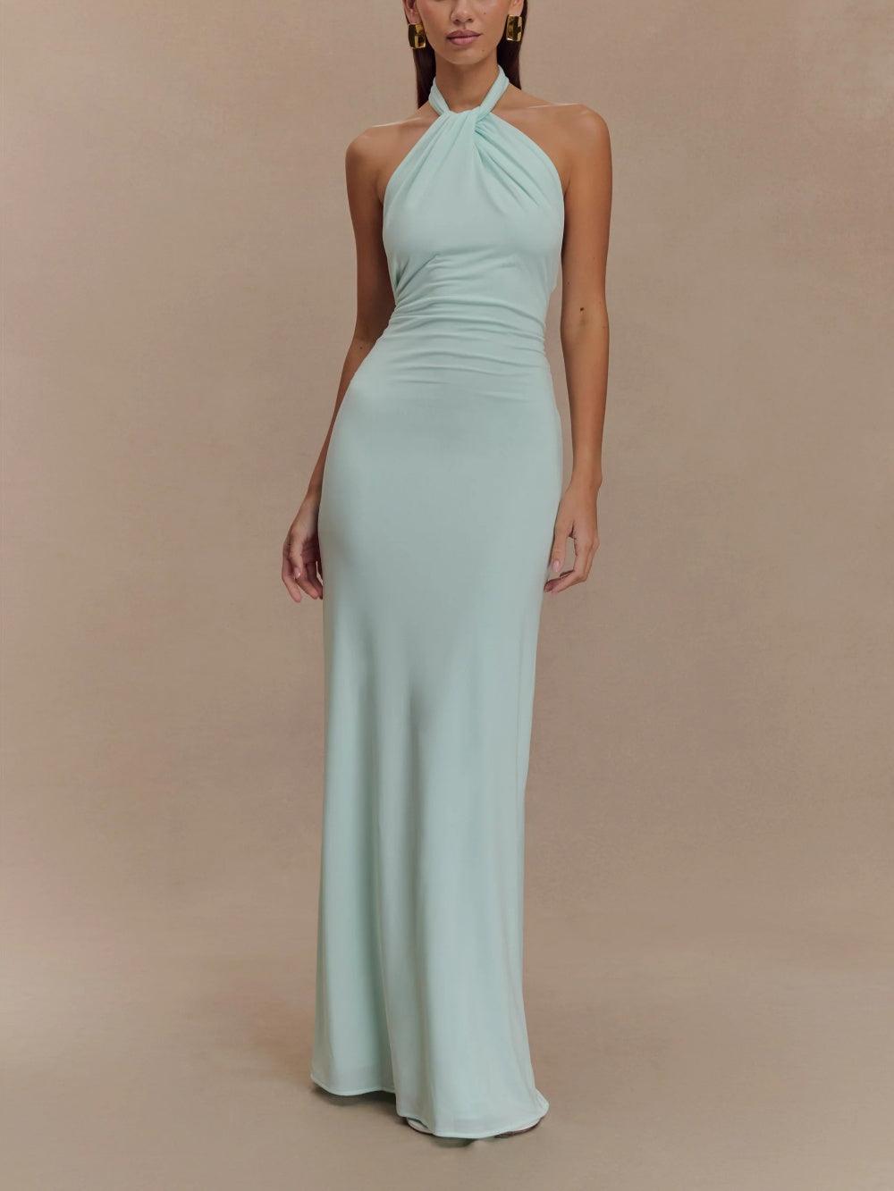Lena – Elegantes Neckholder-Maxikleid für Damen
