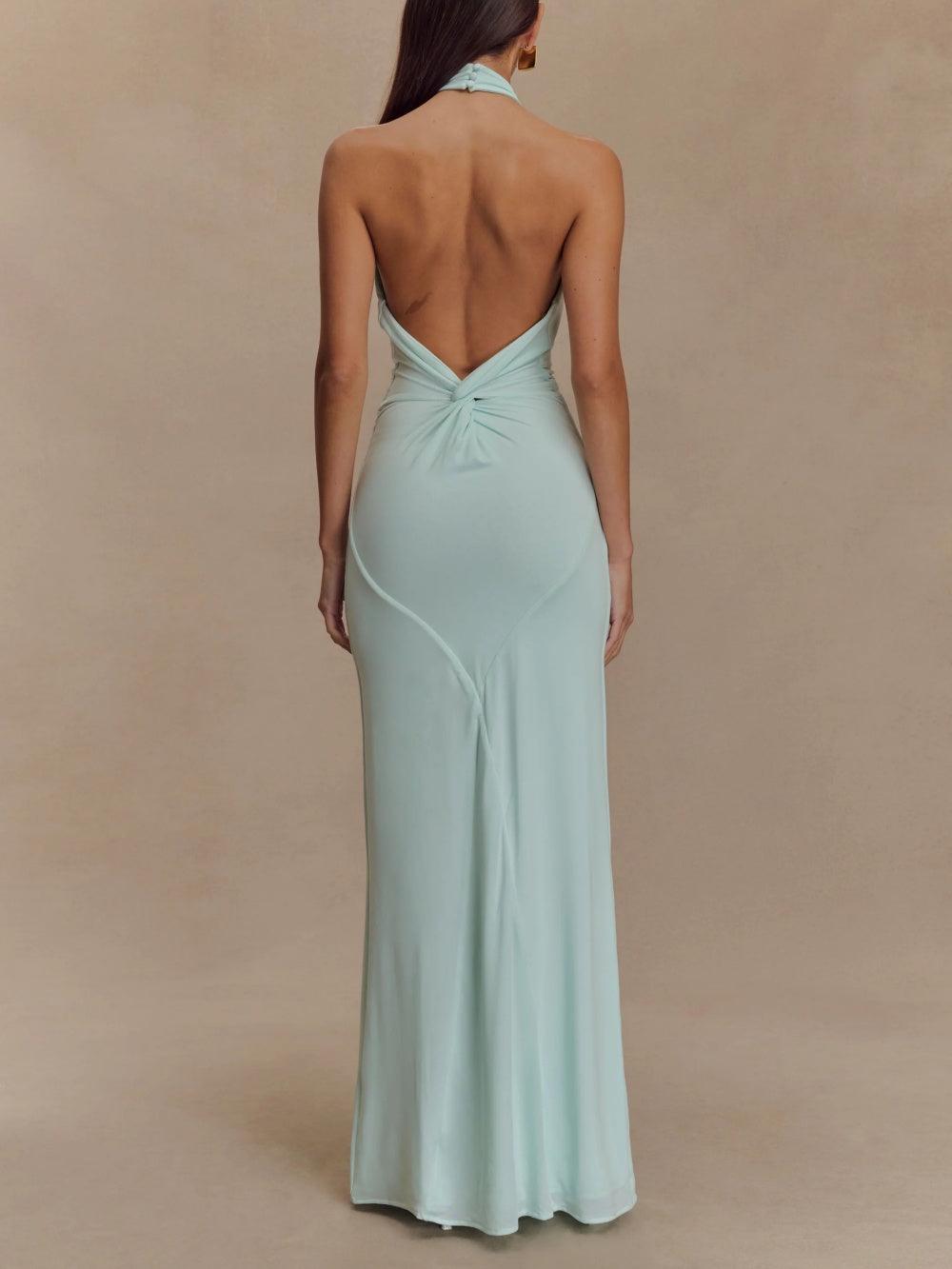 Lena – Elegantes Neckholder-Maxikleid für Damen