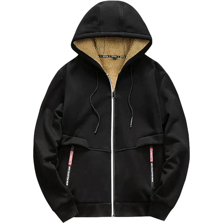 Lukas – Herren Fleecejacke mit Kapuze und Teddy-Innenfutter