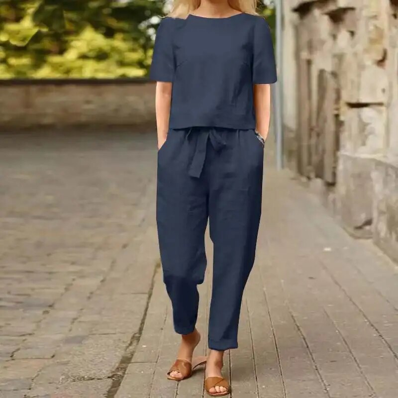 Anna – Lässiges Leinen Zweiteiliges Set