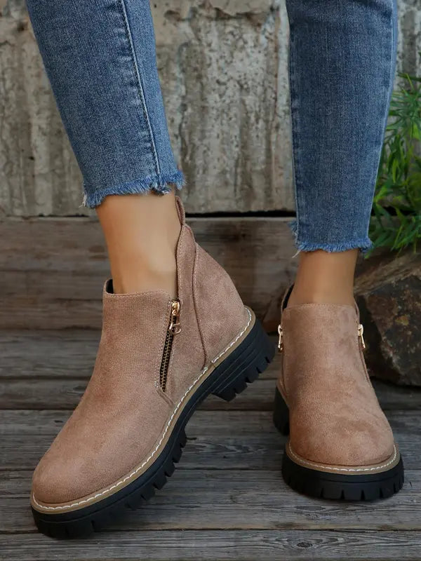Lena – Robuste Zip-Chelsea-Stiefeletten Damen