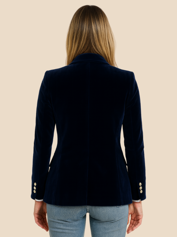 Blazer Damen tailliert mit goldenen Knöpfen und Revers - 6 - Annoboutique