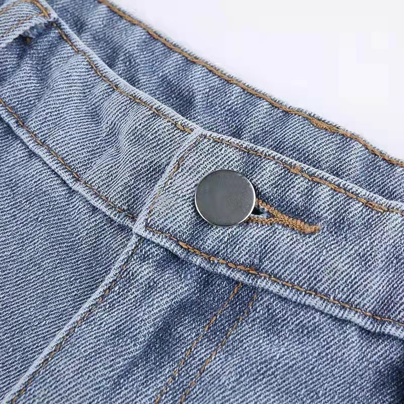 Selina – Damen Jeans mit rotem Stern Patchwork Retro Style