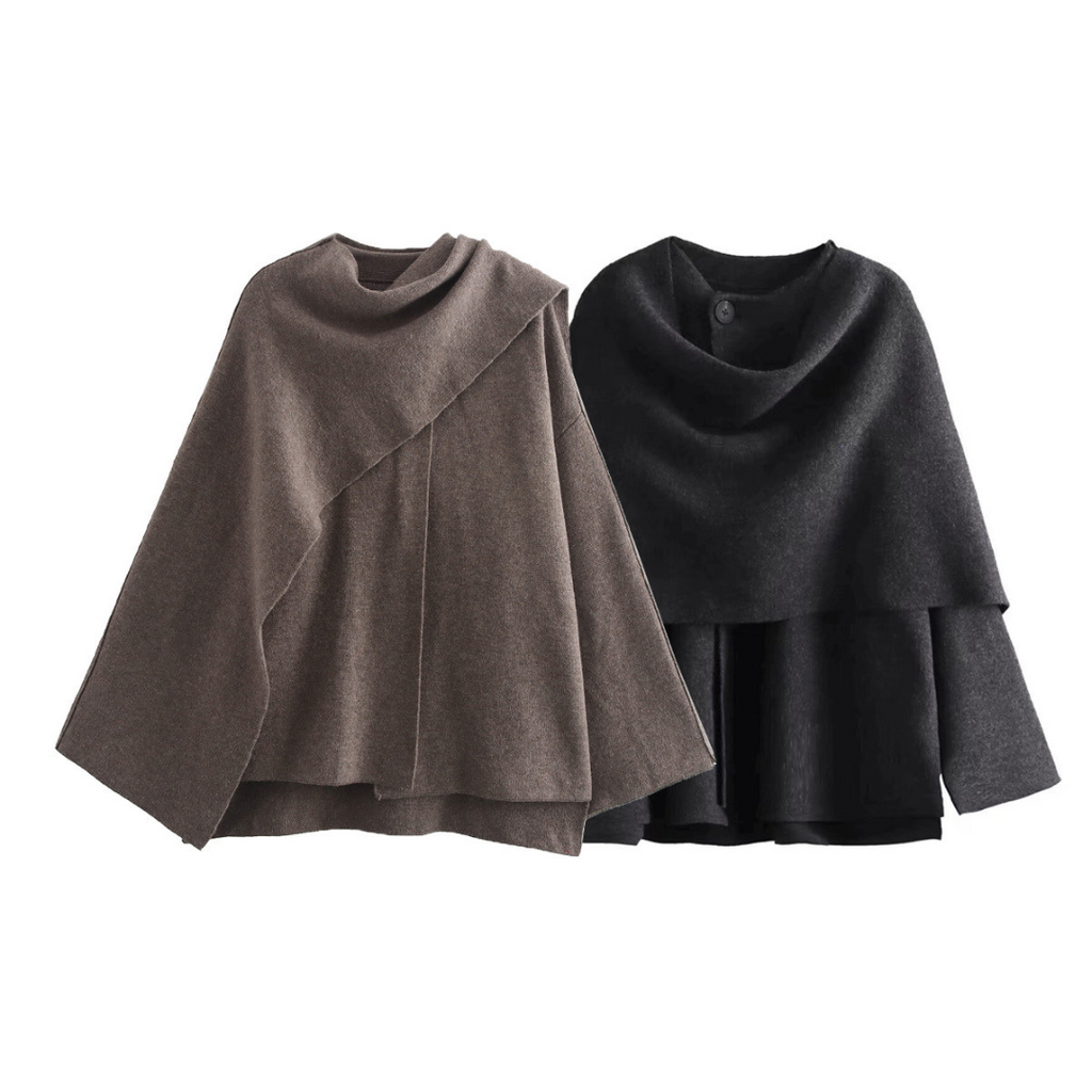 Amira - Damen Pullover mit weitem Schnitt und Schal-Detail