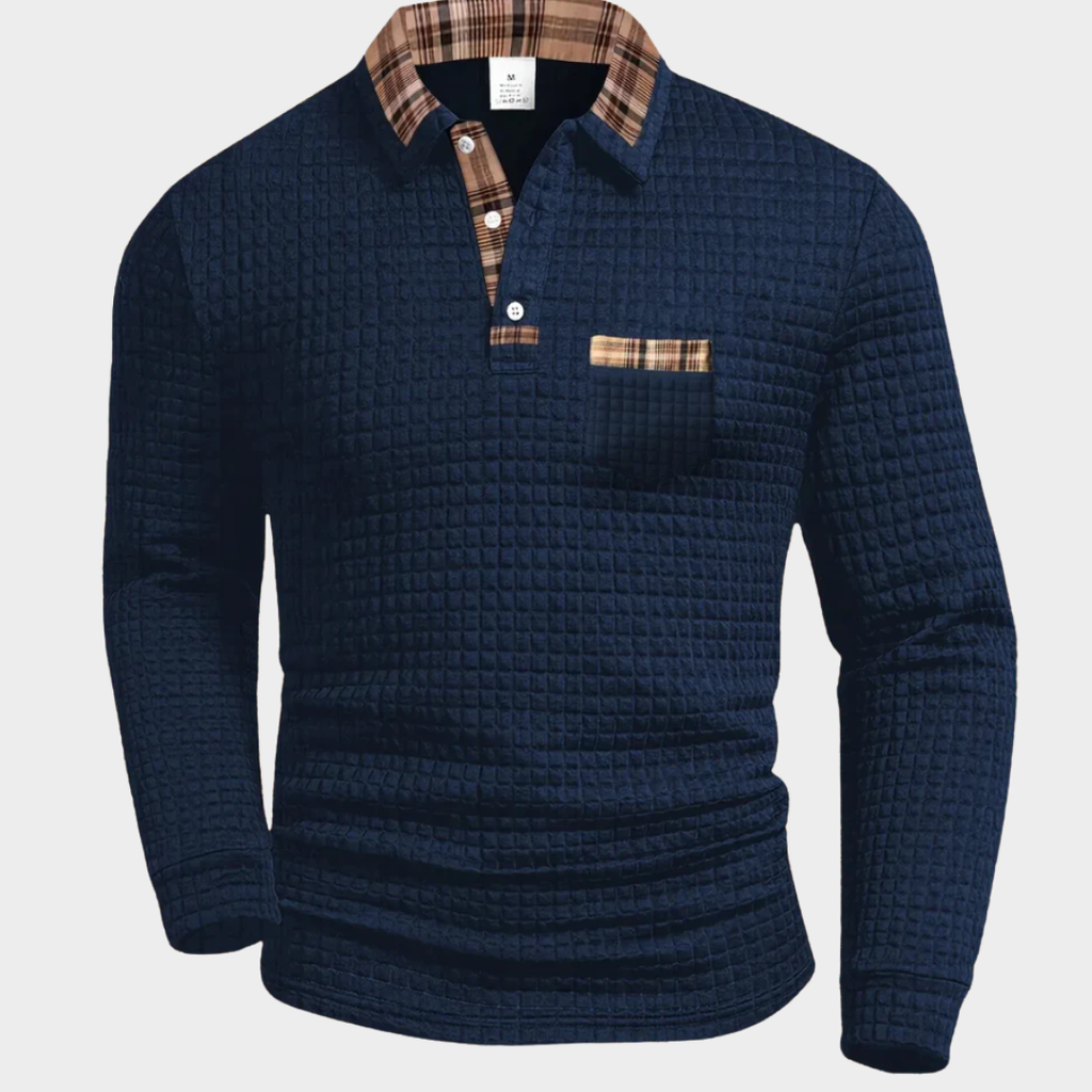 Krzysztof – Strukturiertes Langarm-Poloshirt Herren