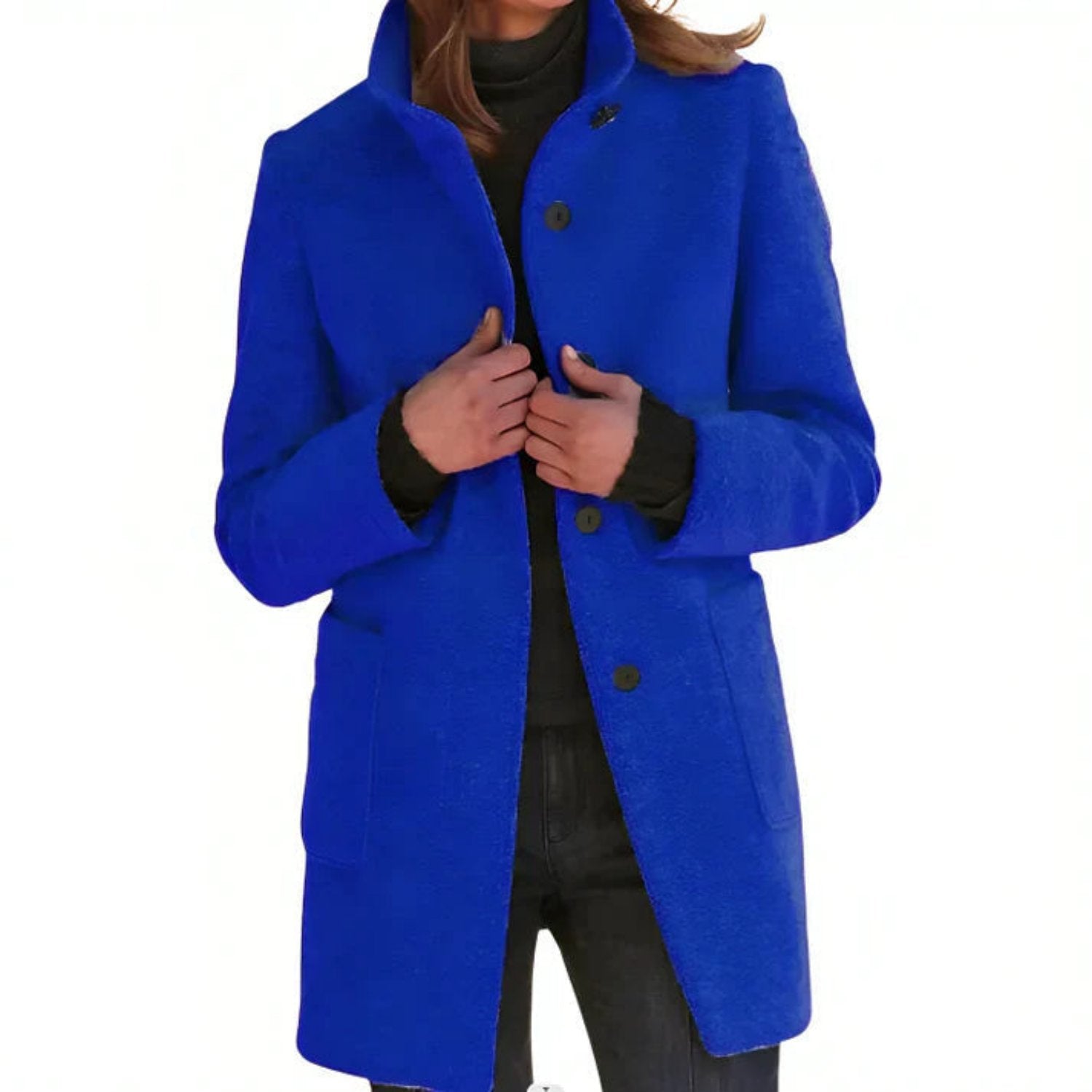 Amara – Damen Wolle Wintermantel  mit Stehkragen