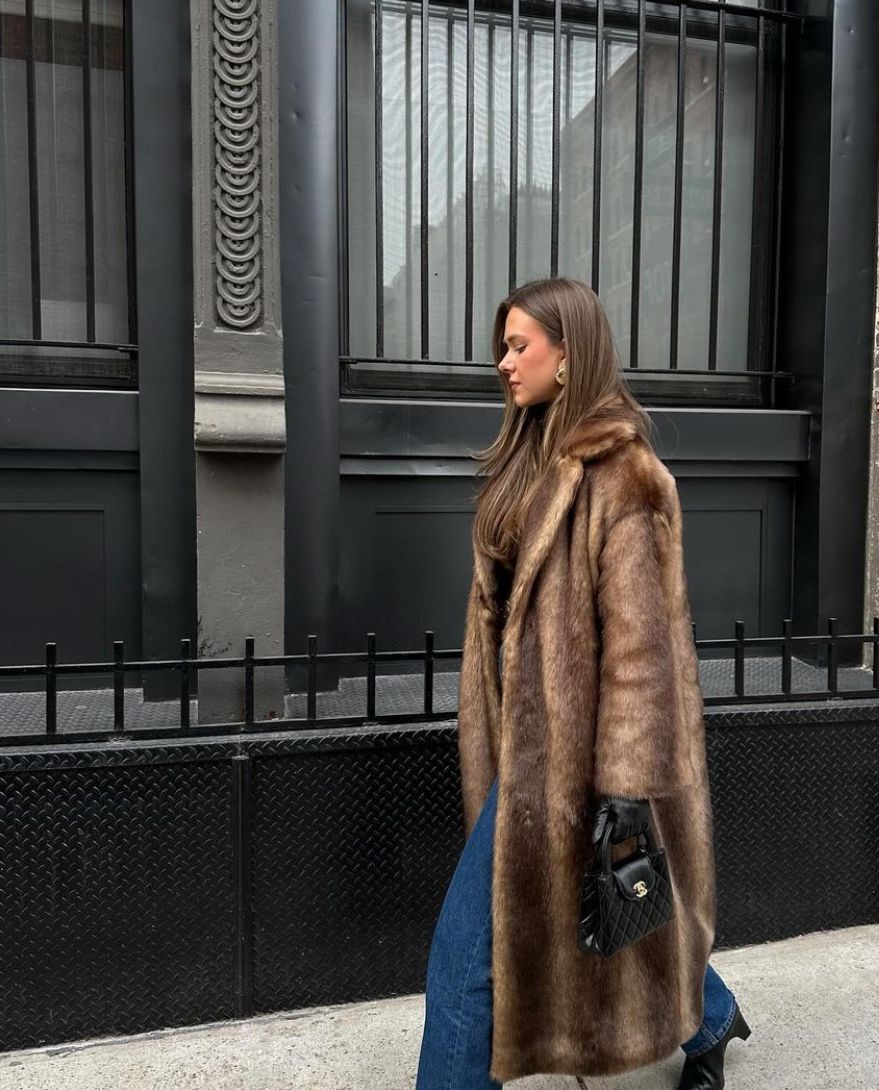 Valeria - Langer Kunstpelzmantel für Damen