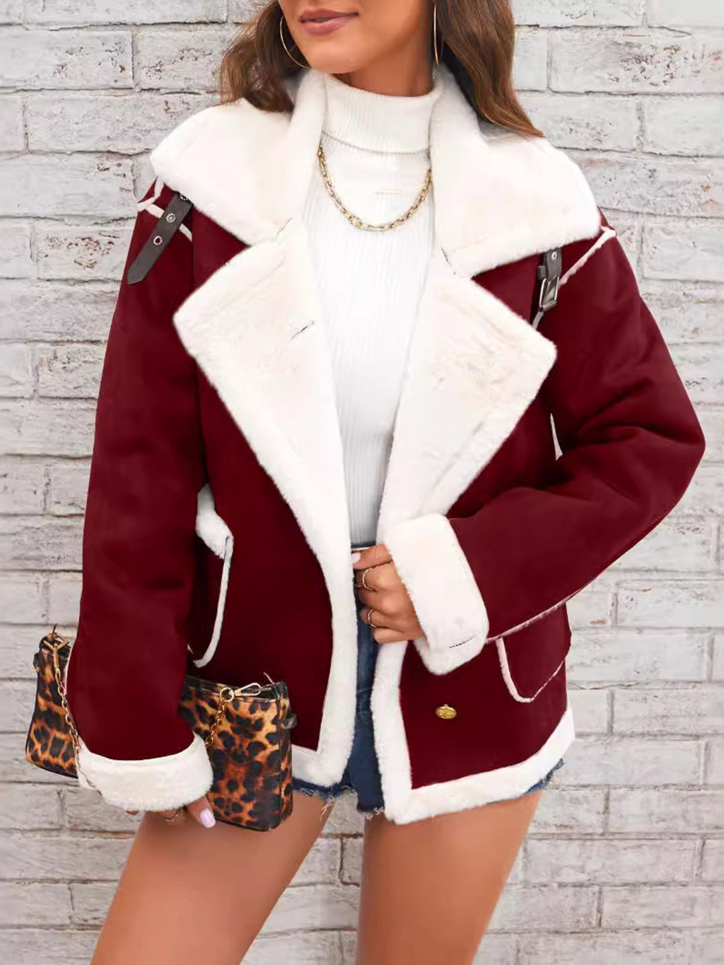 Marisol – Damen Winterjacke mit Kunstpelzfutter und Reverskragen