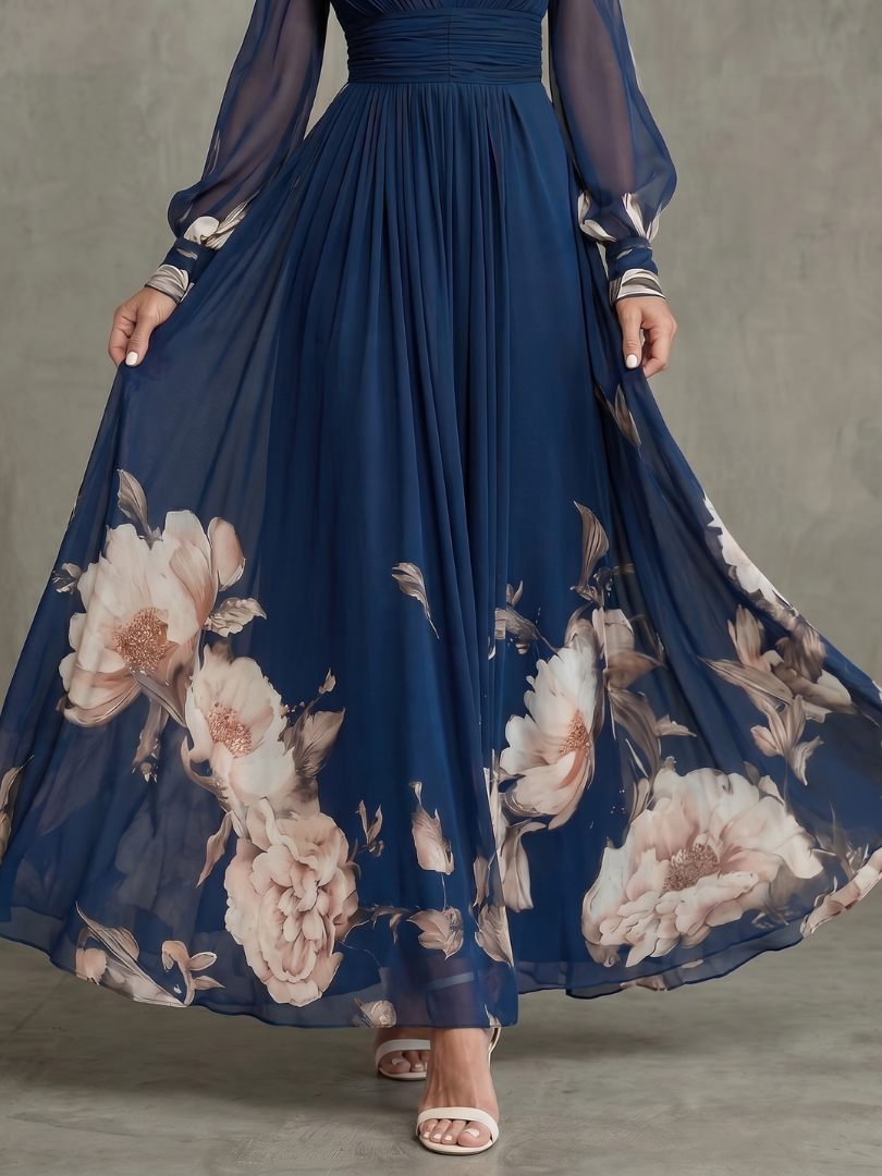 Elegantes Damen-Abendkleid mit V-Ausschnitt und fließendem Schnitt - J&B - 3 - Annoboutique