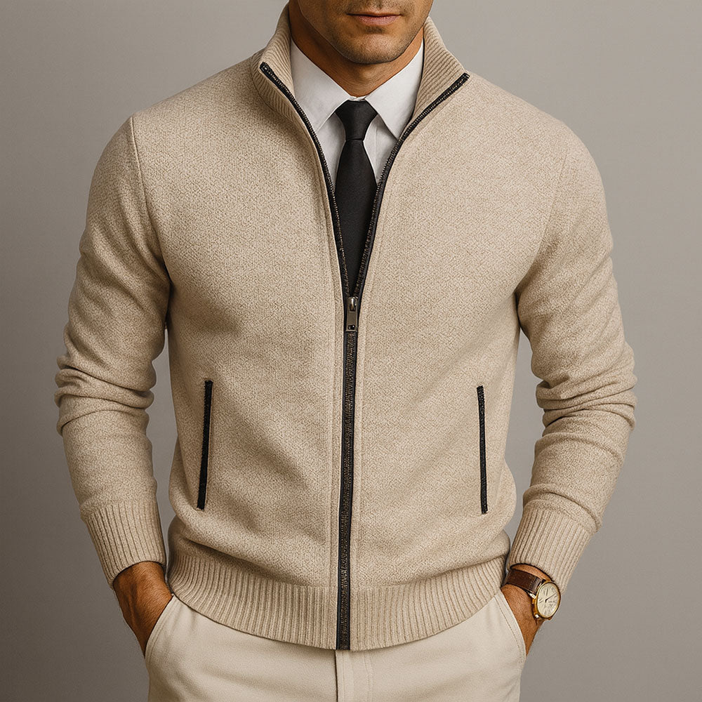 Henry – Elegante Feinstrick Herren Strickjacke mit Reißverschluss
