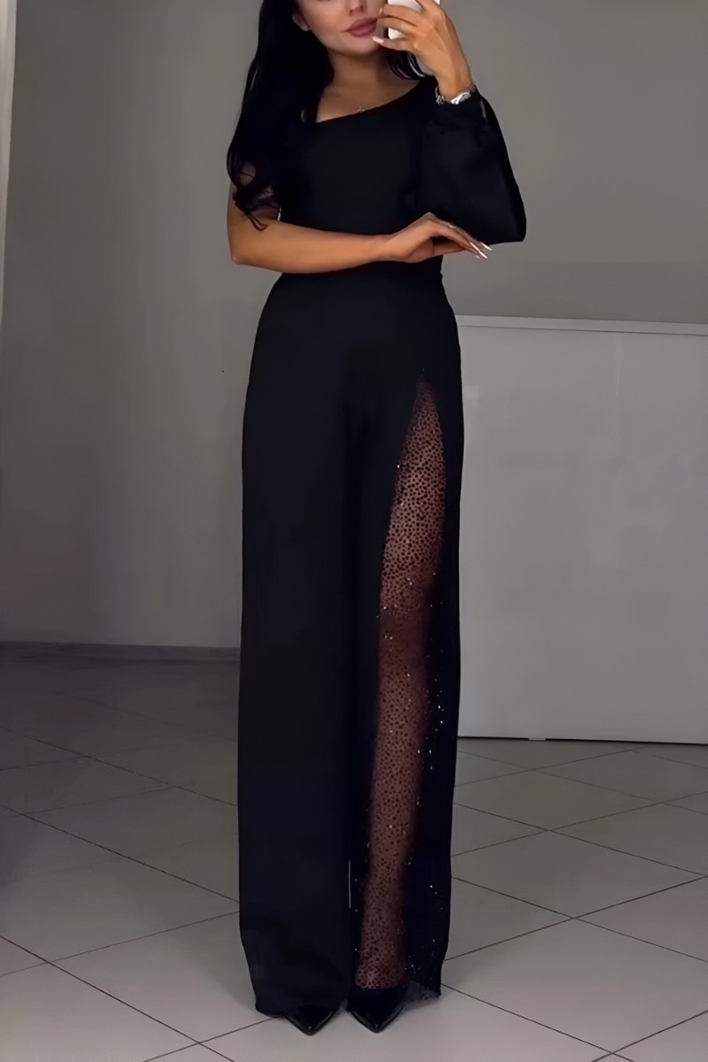 Natalia – Eleganter Einarm-Jumpsuit mit Pailletten-Detail