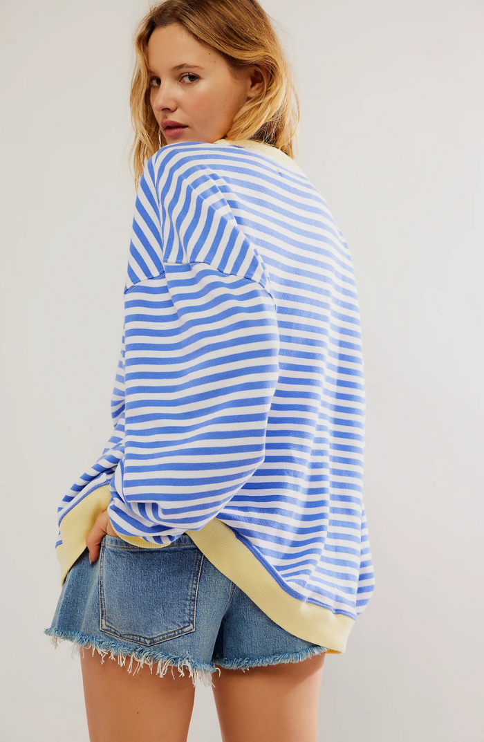 Mila – Damen Strickpullover gestreift Oversize Rundhals