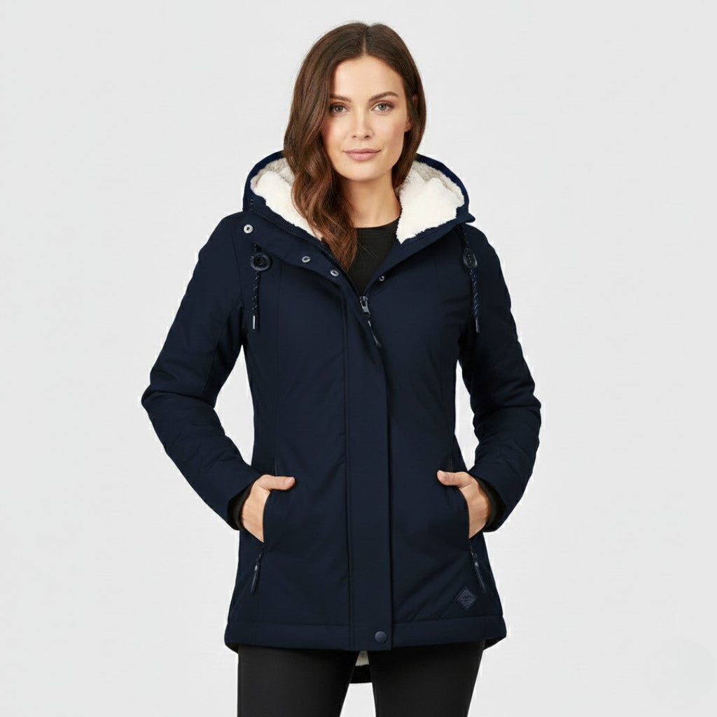 Emma – Warme Softshell-Winterjacke mit Fleecekapuze für Damen