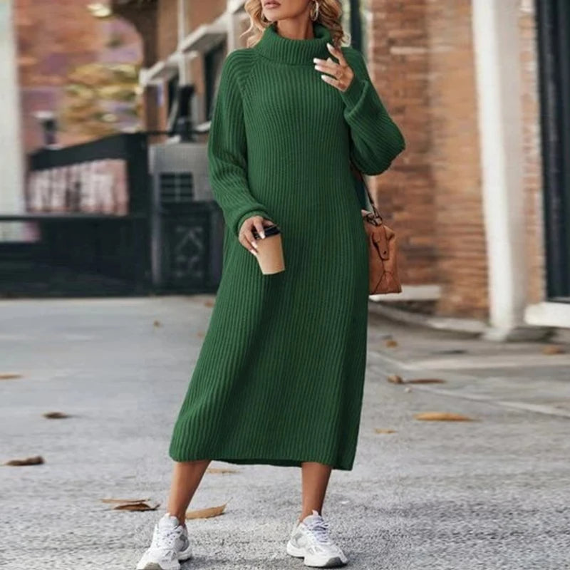 Camila - Damen Strickkleid langarm mit Rollkragen