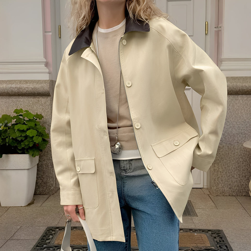 Alva – Damen Übergangsjacke mit Kontrastkragen