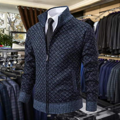 Adam – Strukturierter Strick-Cardigan mit Stehkragen im eleganten Herren-Look