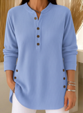 Agnieszka – Geripptes Longsleeve-Henley im gemütlichen Casual-Look für Damen
