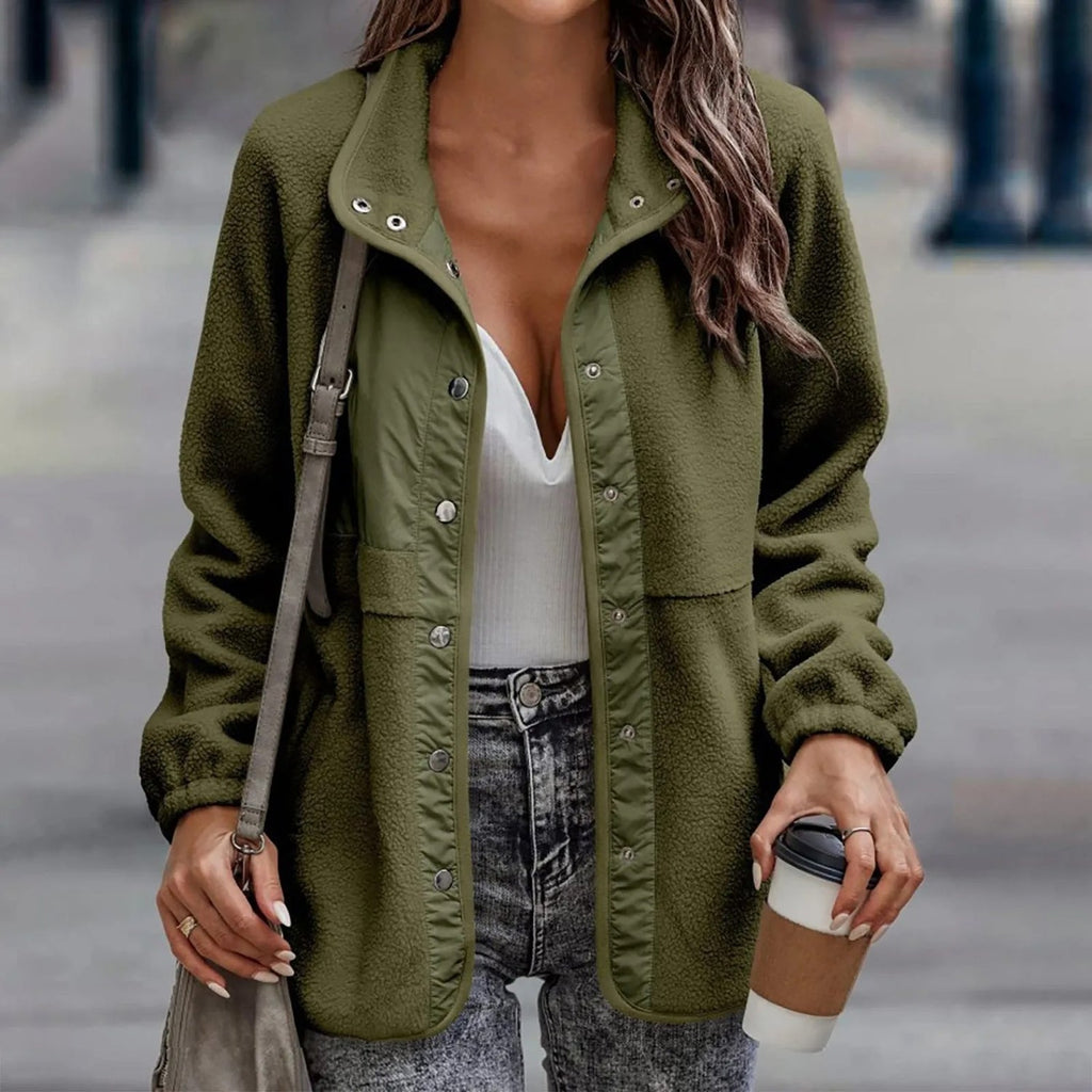 Liv - Damen Fleecejacke mit Druckknöpfen und Stehkragen