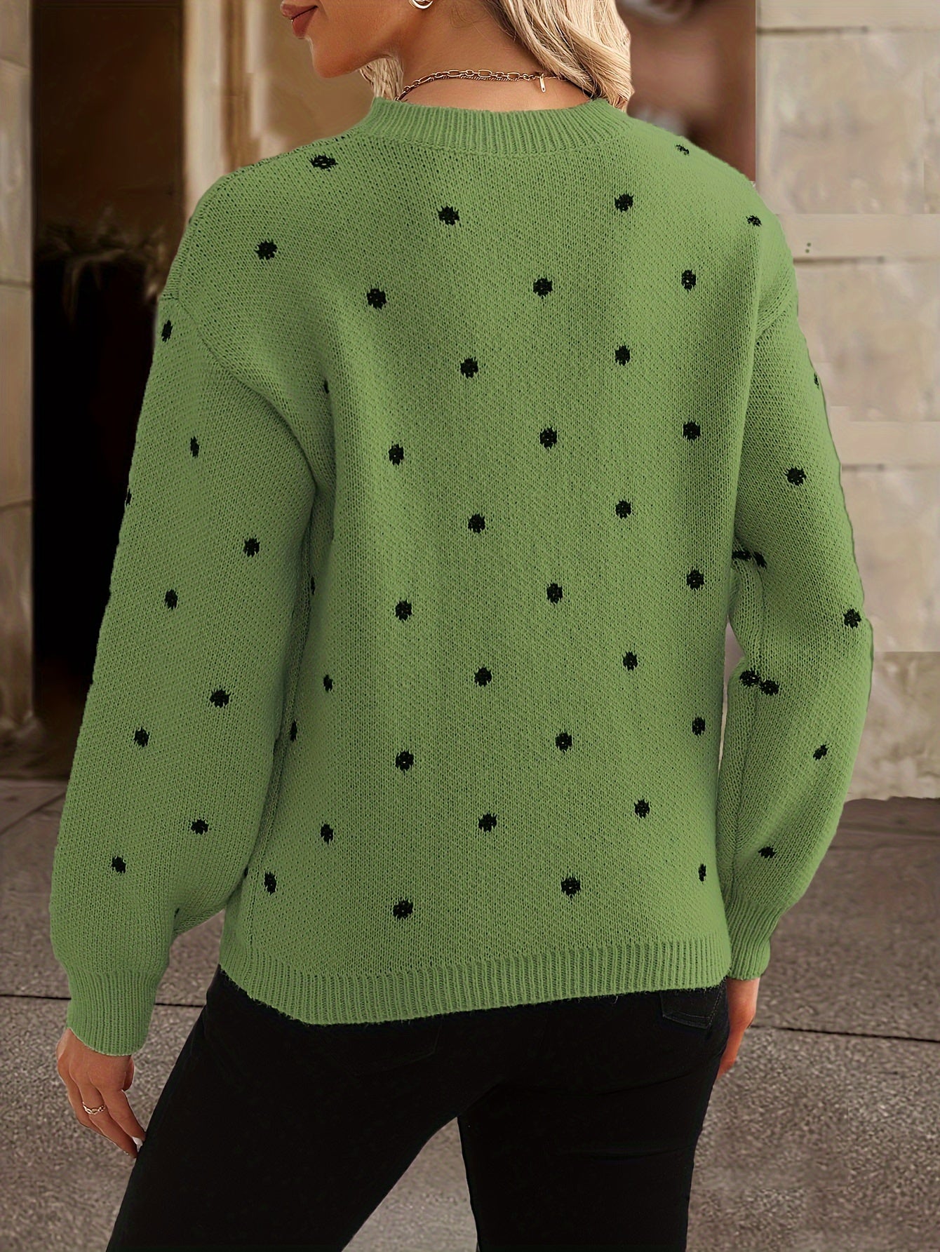 Damen Polka-Dots Pullover – Bequemer Rundhalsausschnitt und entspannte Silhouette von J&B - 7 - Annoboutique