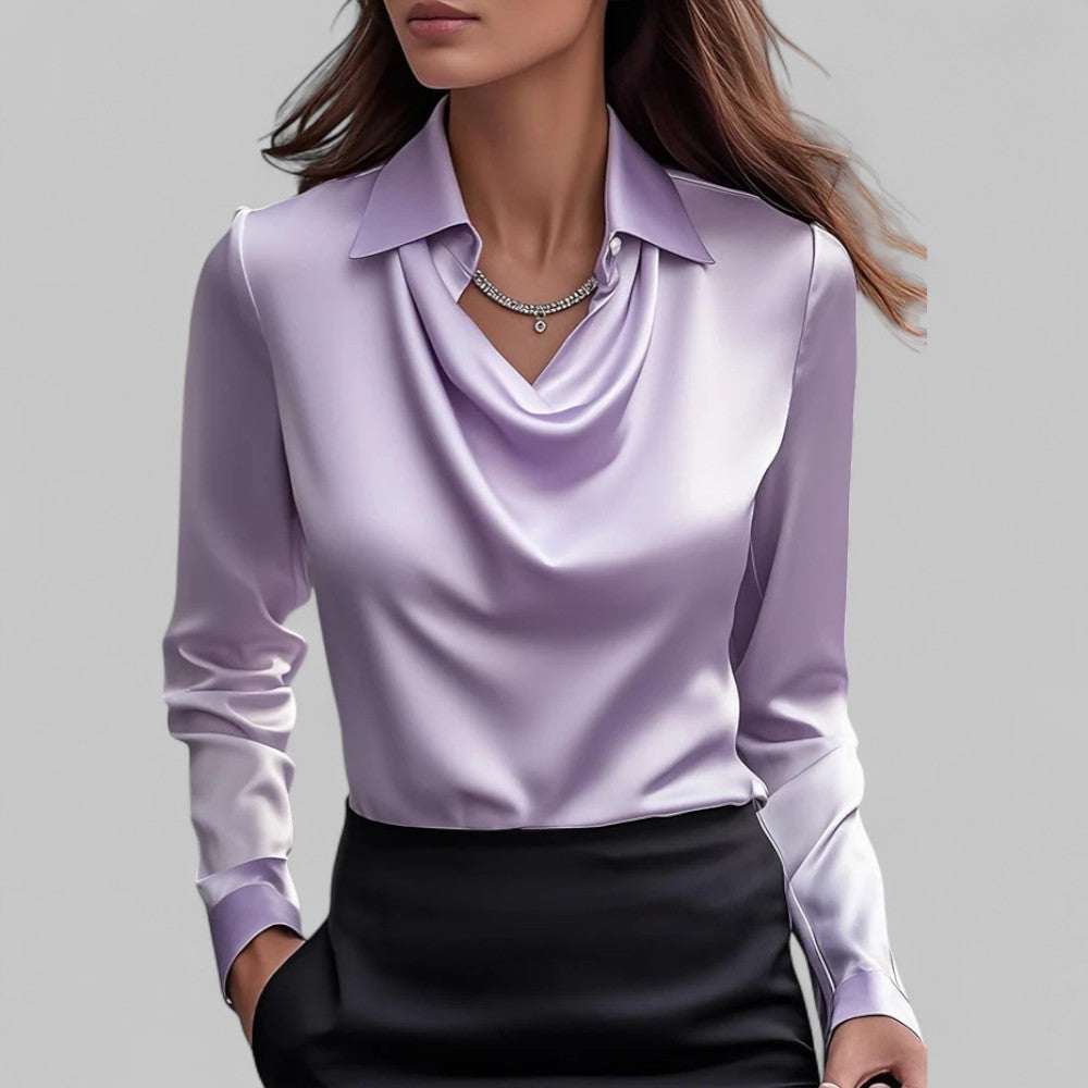 Bluse Damen mit fließendem Dekolleté und klassischem Schnitt | A&B - 8 - Annoboutique