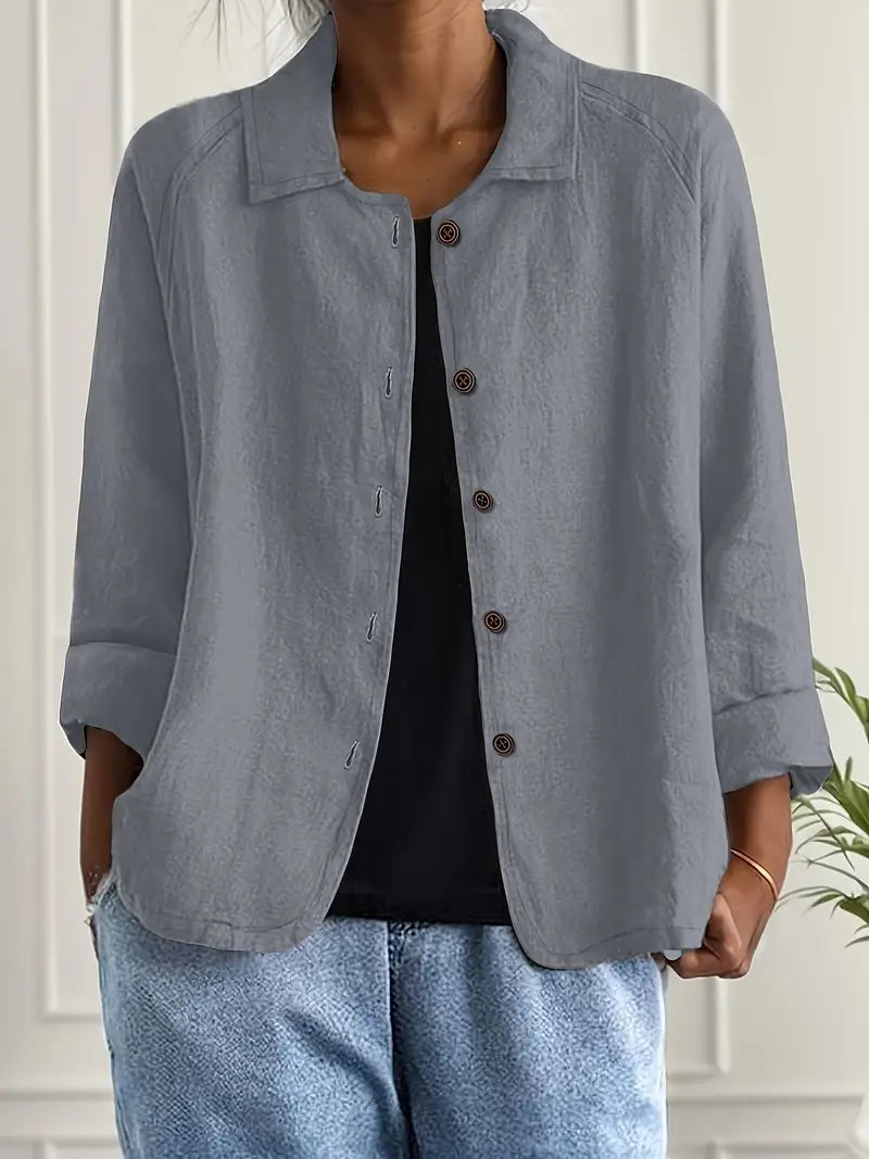 Damenjacke mit lässigem Schnitt und praktischen Knöpfen - 45 - Annoboutique