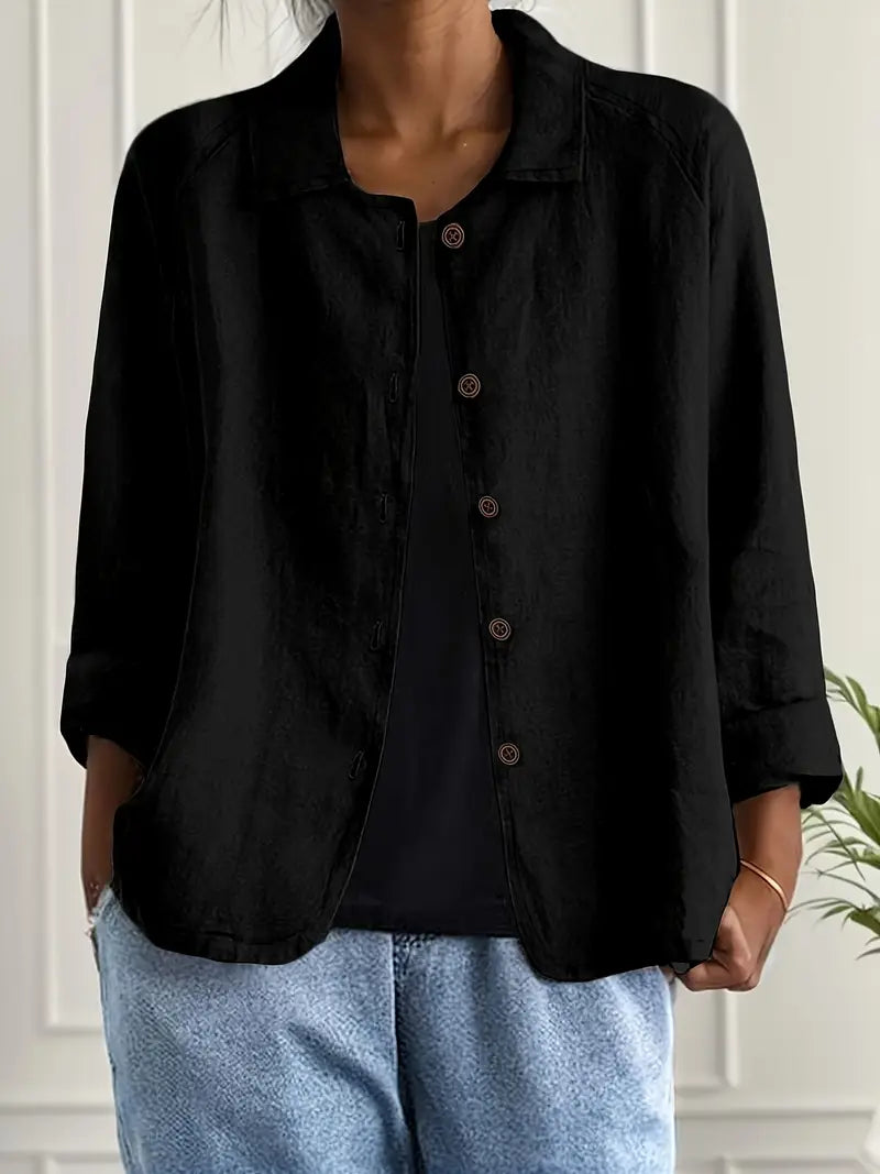 Damenjacke mit lässigem Schnitt und praktischen Knöpfen - 7 - Annoboutique