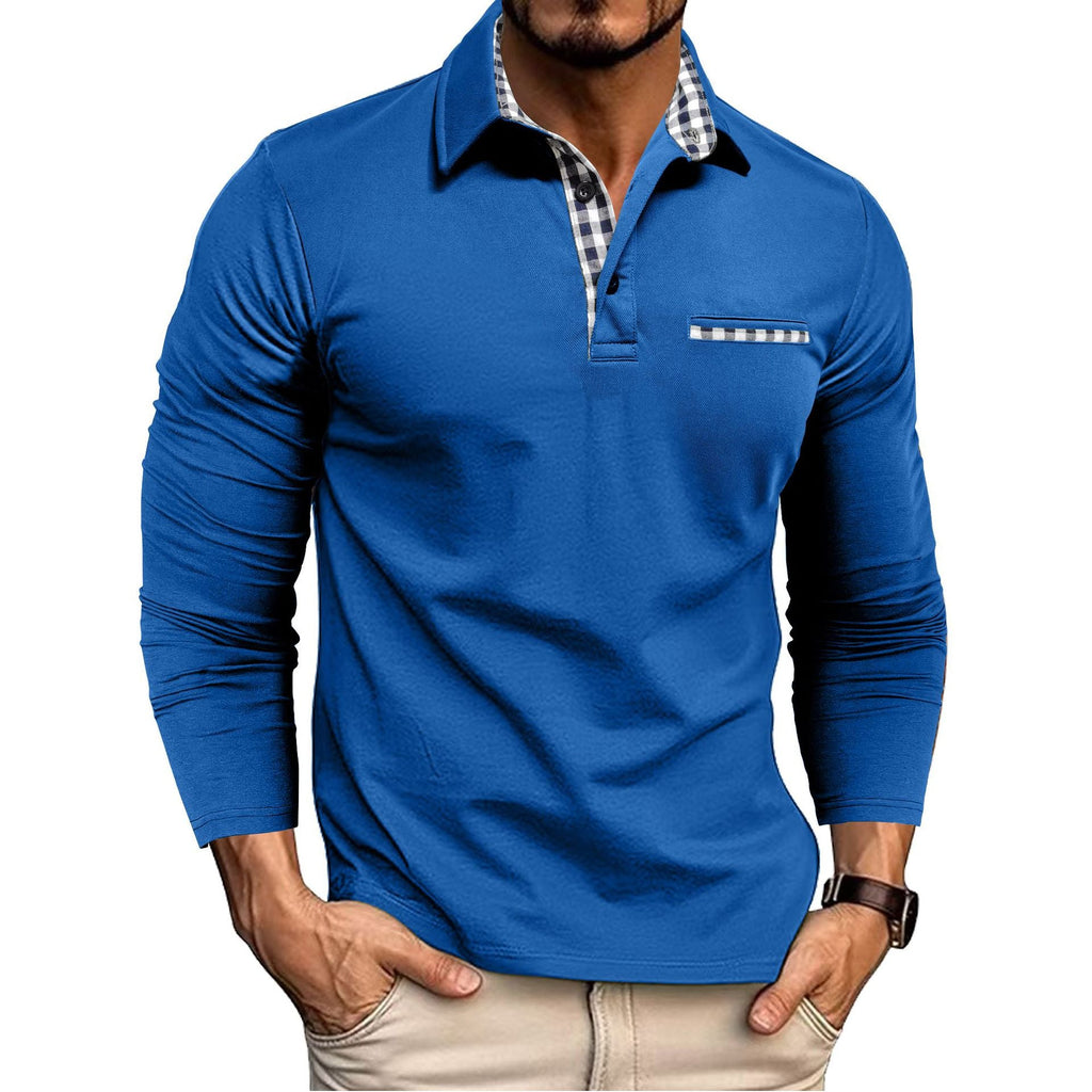 Luca - Langarmshirt für Herren mit Kontrastkragen und Brusttasche