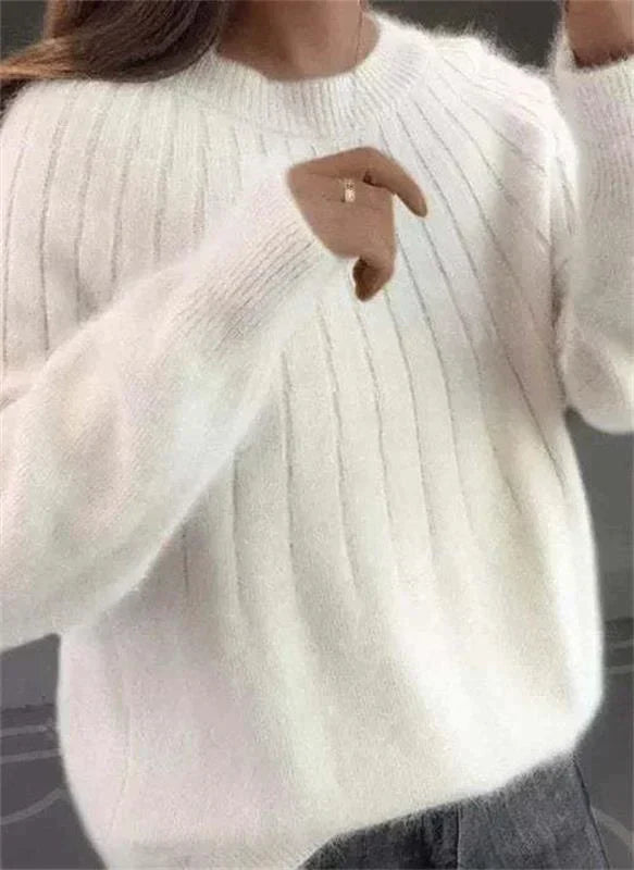 Amelie - Damen Kaschmir Strickpullover mit Strukturmuster Winter