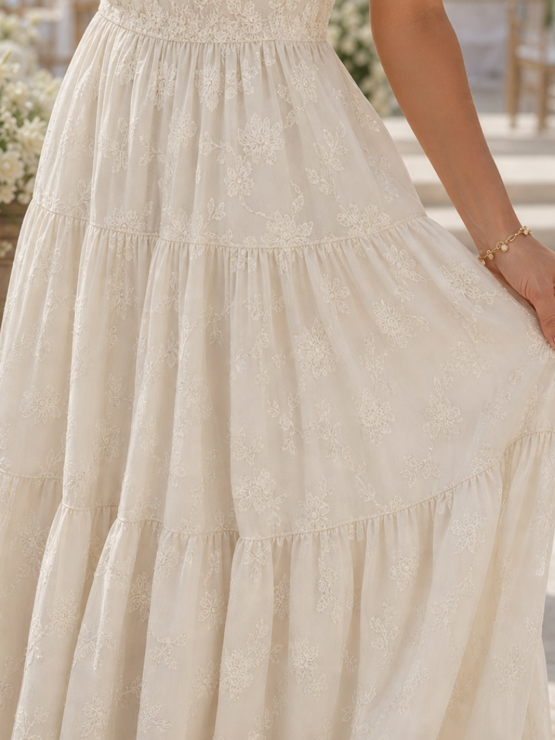 Elegantes Midi-Kleid für Damen mit floralem Muster und Puffärmeln - J&B - 3 - Annoboutique
