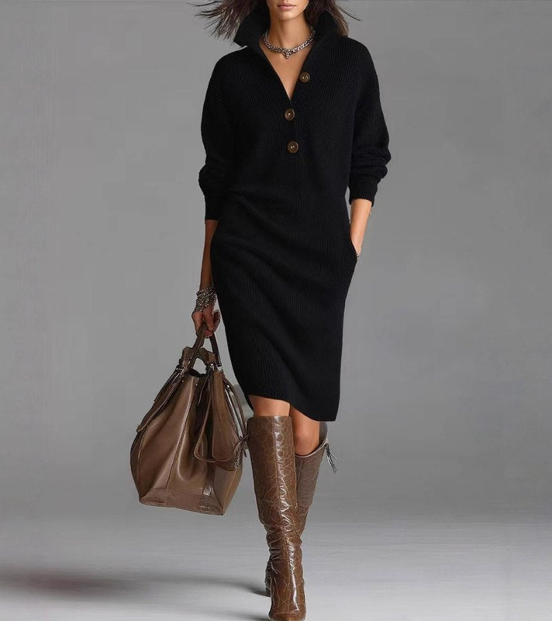 Sienna – Elegantes Damen Strickkleid in Midi-Länge