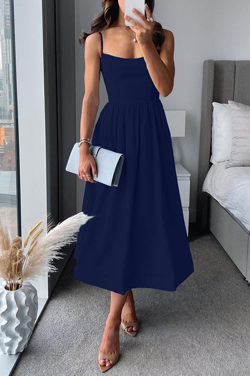 Nora – Ärmelloses Damen-Midikleid mit Spaghettiträgern