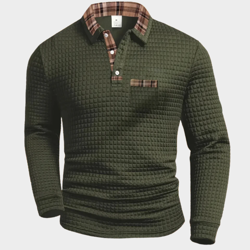 Krzysztof – Strukturiertes Langarm-Poloshirt Herren