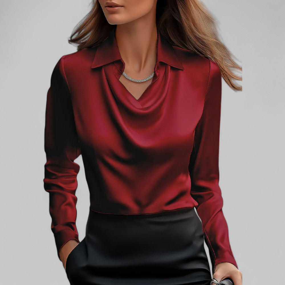 Bluse Damen mit fließendem Dekolleté und klassischem Schnitt | A&B - 5 - Annoboutique
