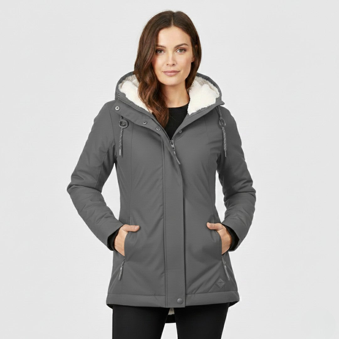 Emma – Warme Softshell-Winterjacke mit Fleecekapuze für Damen