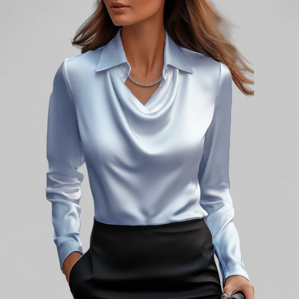 Victoria – Elegante Damen Bluse mit Wasserfallkragen