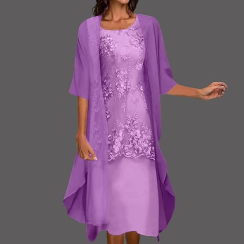 Helena – Damen Elegantes Kleid mit Chiffon-Überwurf
