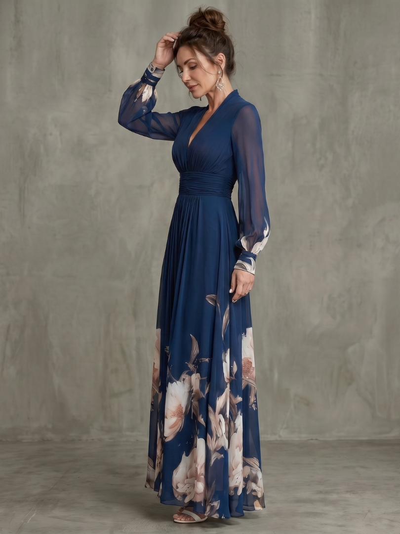 Elegantes Damen-Abendkleid mit V-Ausschnitt und fließendem Schnitt - J&B - 2 - Annoboutique