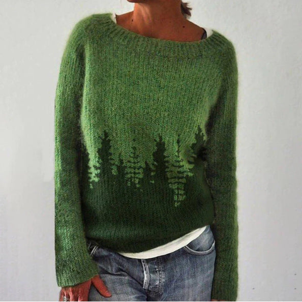 Lina - Damen Kaschmir Strickpullover mit buntem Norwegermuster Winter
