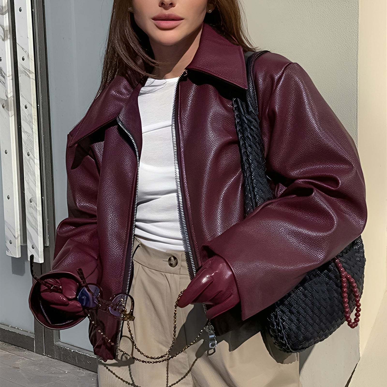Noelia – Damen Oversize Lederjacke
