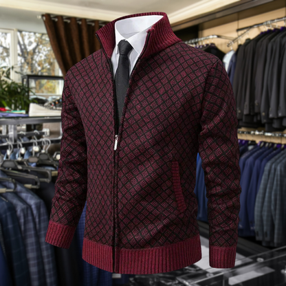 Adam – Strukturierter Strick-Cardigan mit Stehkragen im eleganten Herren-Look