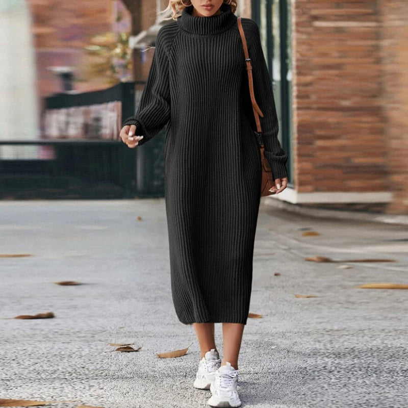 Camila - Damen Strickkleid langarm mit Rollkragen