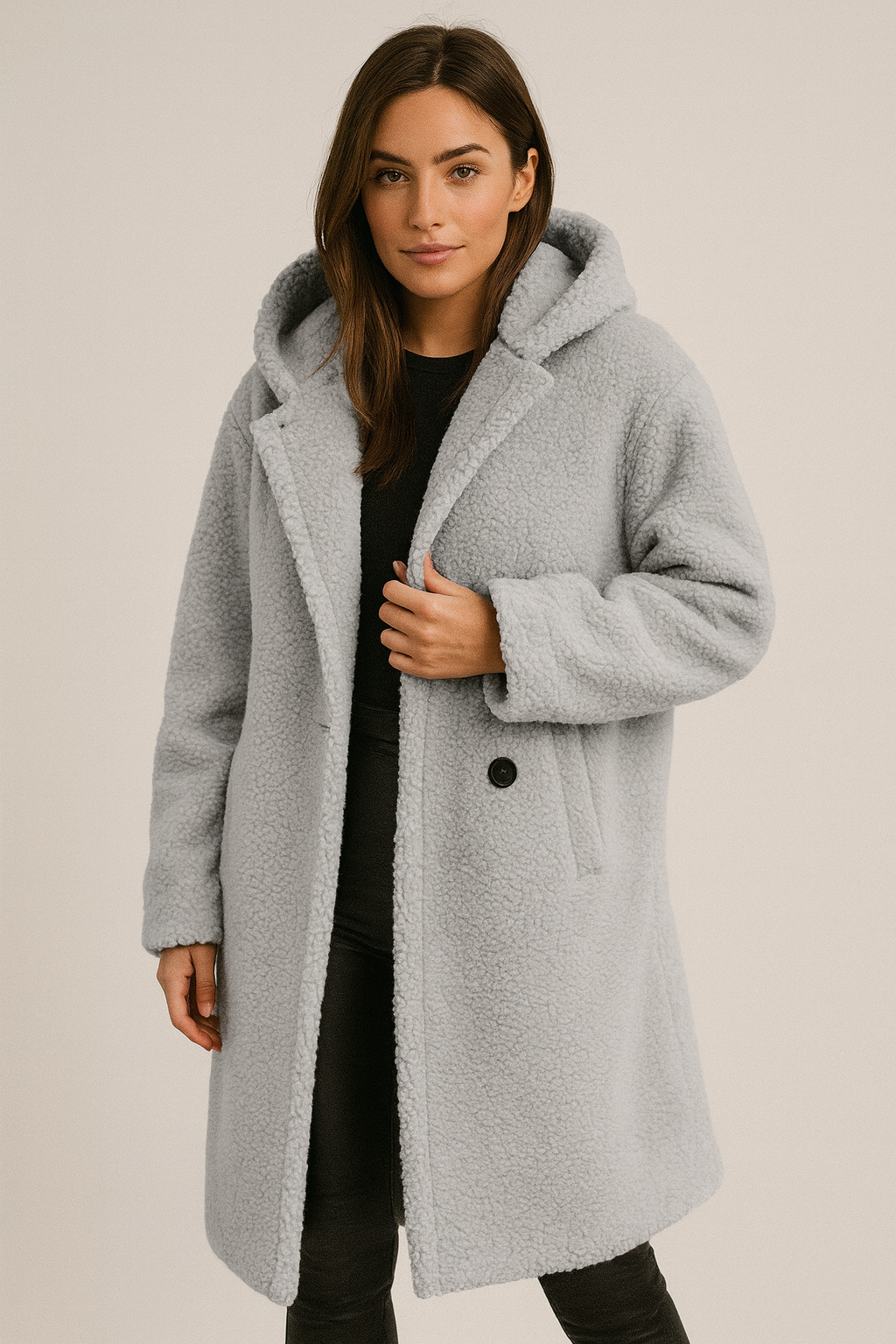 Alba – Damen Teddy-Mantel Mit Kapuze