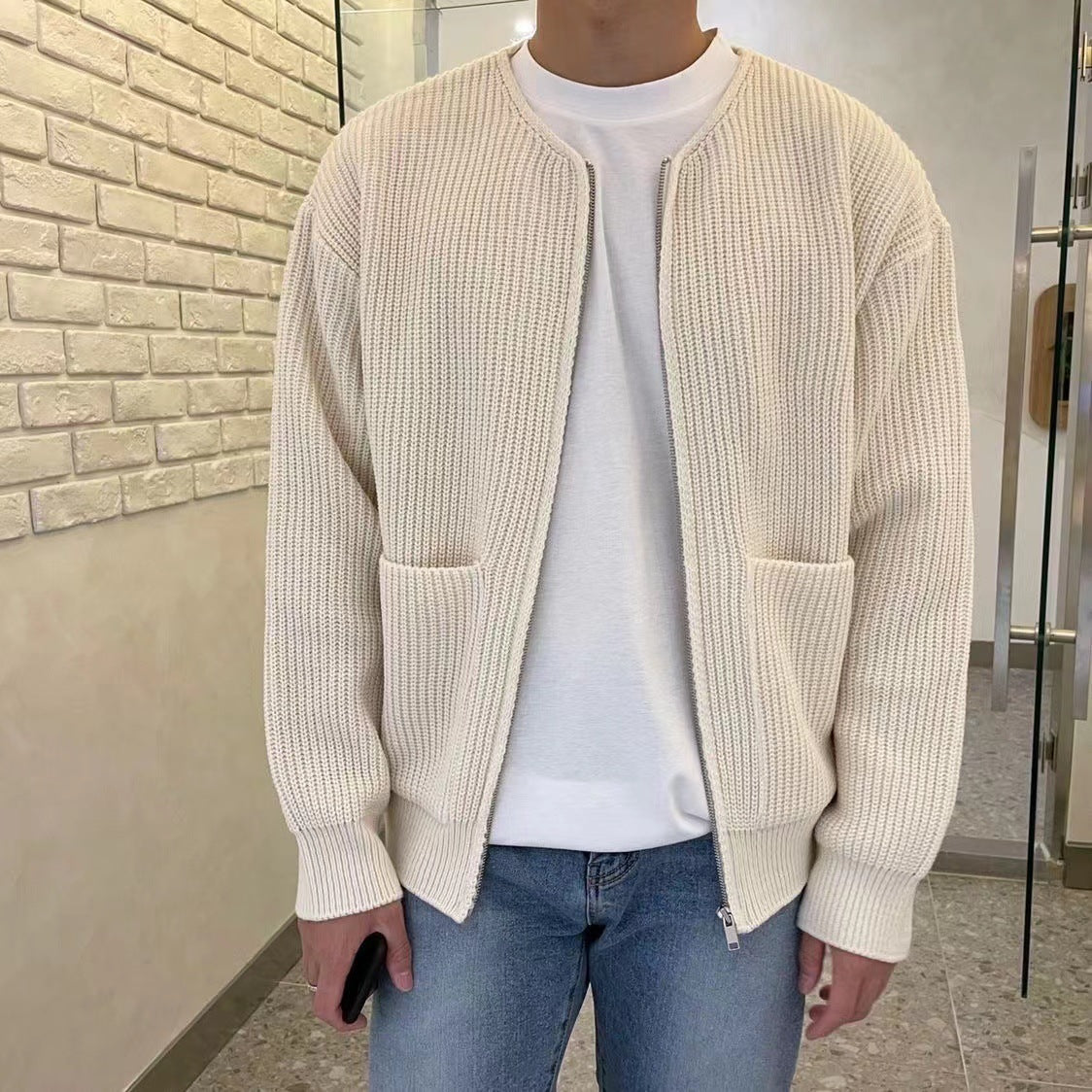 Marco - Herrenstrickjacke mit Reißverschluss und Taschen