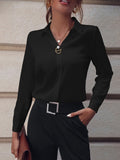 Bluse Damen mit elegantem Schnitt und dekorativem Verschluss - 1 - Annoboutique
