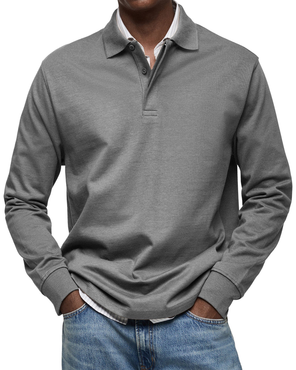 Ethan – Klassisches Herren Langarm-Poloshirt mit Knopfleiste