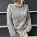 Mara - Damen Strickpullover mit Stehkragen und Muster
