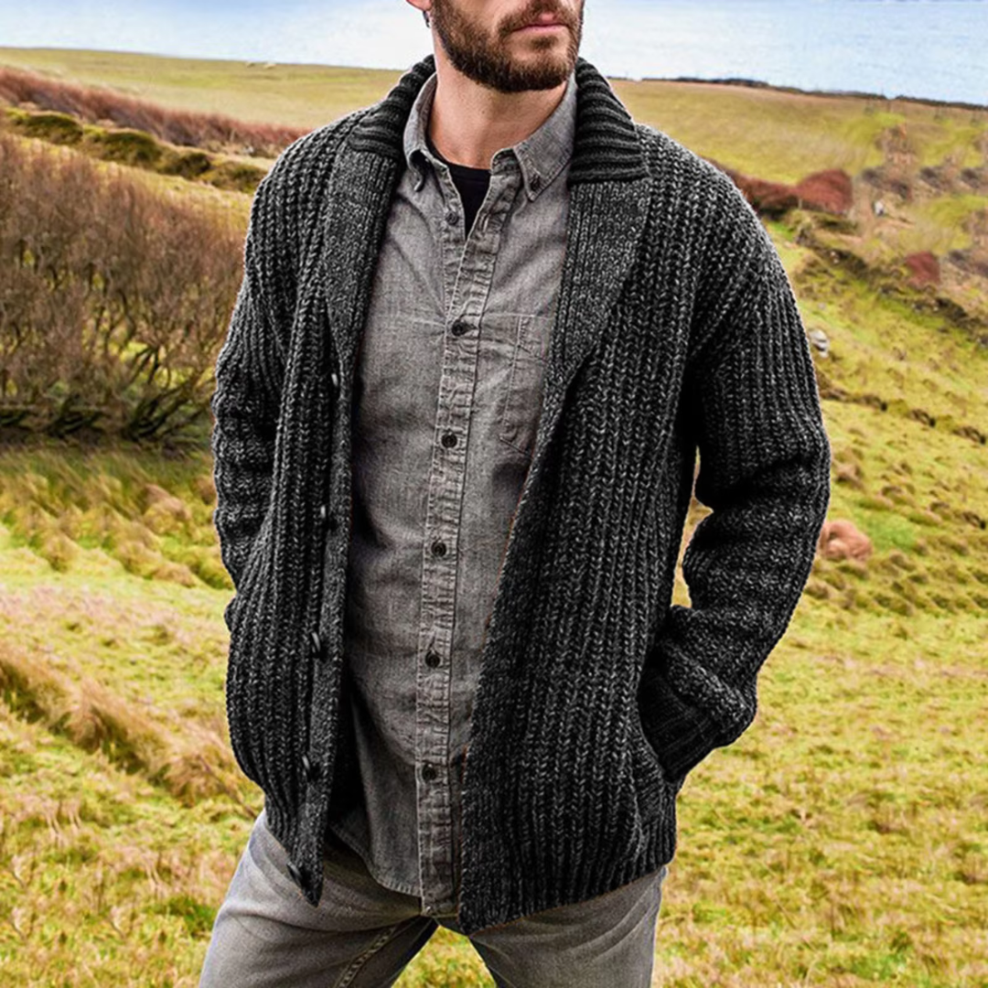 Ewan – Grobstrick-  Kaschmir Cardigan mit Knopfleiste Herren
